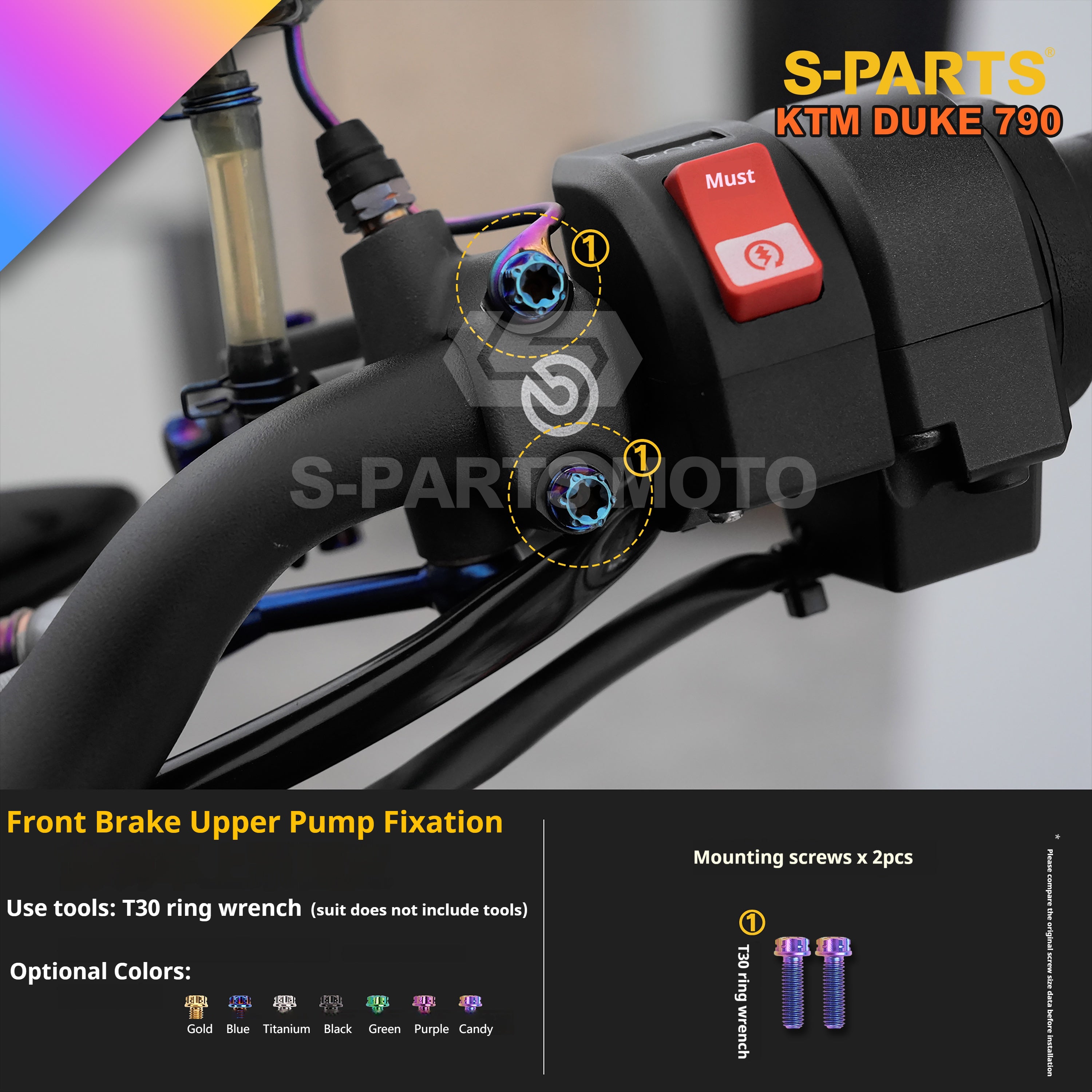 SPARTS TC4 Titanium Bolt Kit Compatible with KTM DUKE 790 – Full Motorcycle Fastener Upgrade