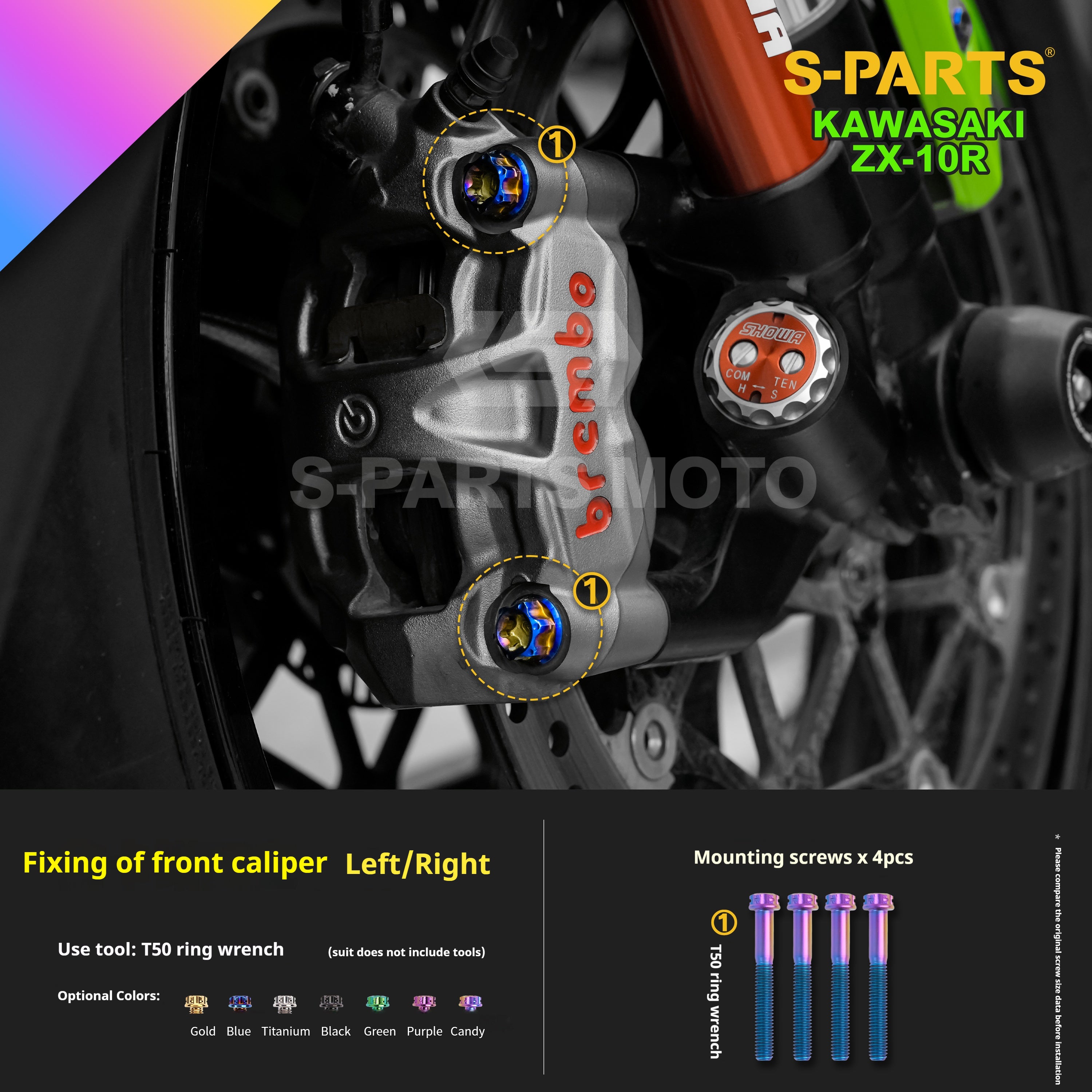 SPARTS Titanium Screw Set for Kawasaki ZX-10R 2023 – Custom Candy Color & CNC Titanium Upgrade Kit