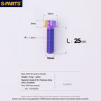 S-PARTS TC4 Titanium Mirror Plug Bolt M8 M10 RH/LH for Motorcycle