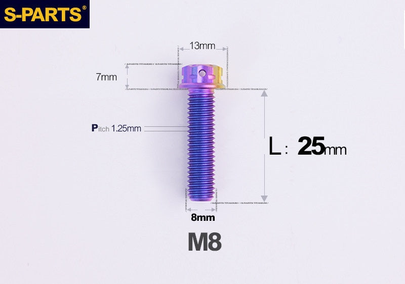 S-PARTS STAN M8 A3 Series Titanium Bolts – Standard Head TC4 Fasteners for Motorcycle & E-Motorcycle