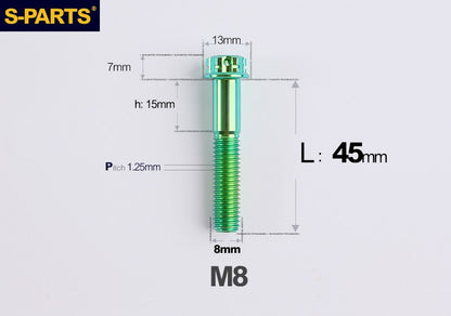 S-PARTS STAN M8 A3 Series Titanium Bolts – Standard Head TC4 Fasteners for Motorcycle & E-Motorcycle
