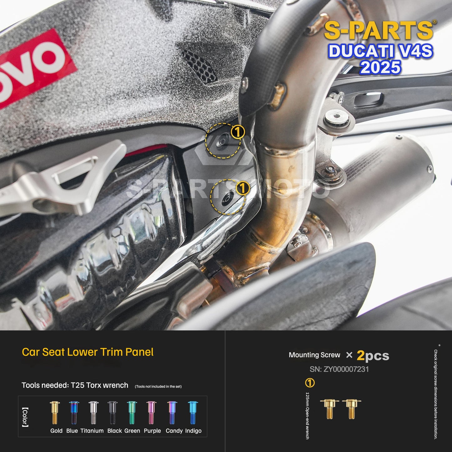 S-PARTS Titanium  Fastener Kit  Bodywork/Subframe and Exhaust for Ducati Panigale V4 S 2025