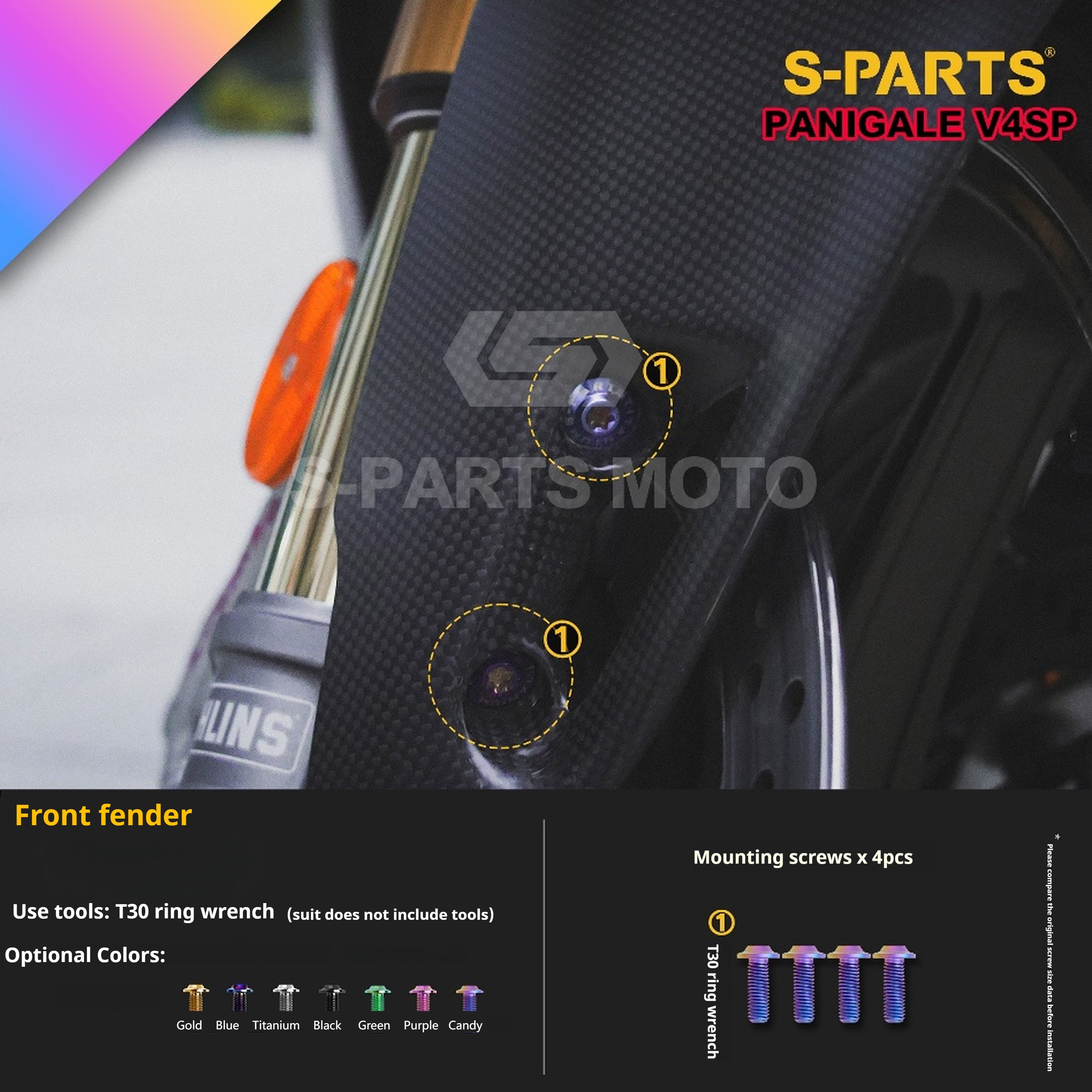 SPARTS Ducati Panigale V4SP Motorcycle TC4 Titanium Alloy Bolt Kit – Candy Color Edition