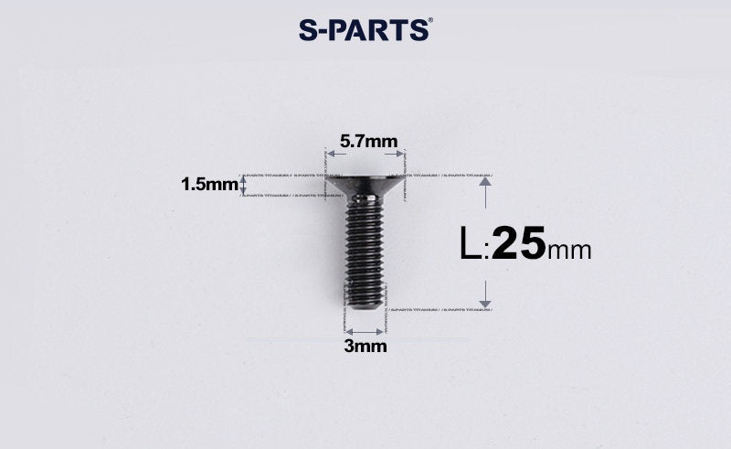 SPARTS Series M3 L6-30 Countersunk Titanium Bolt