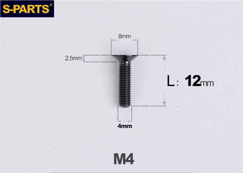 SPARTS M4x10-50mm Countersunk Titanium Alloy Bolt – Flat Head Fastening Screw for Motorcycle & Bicycle