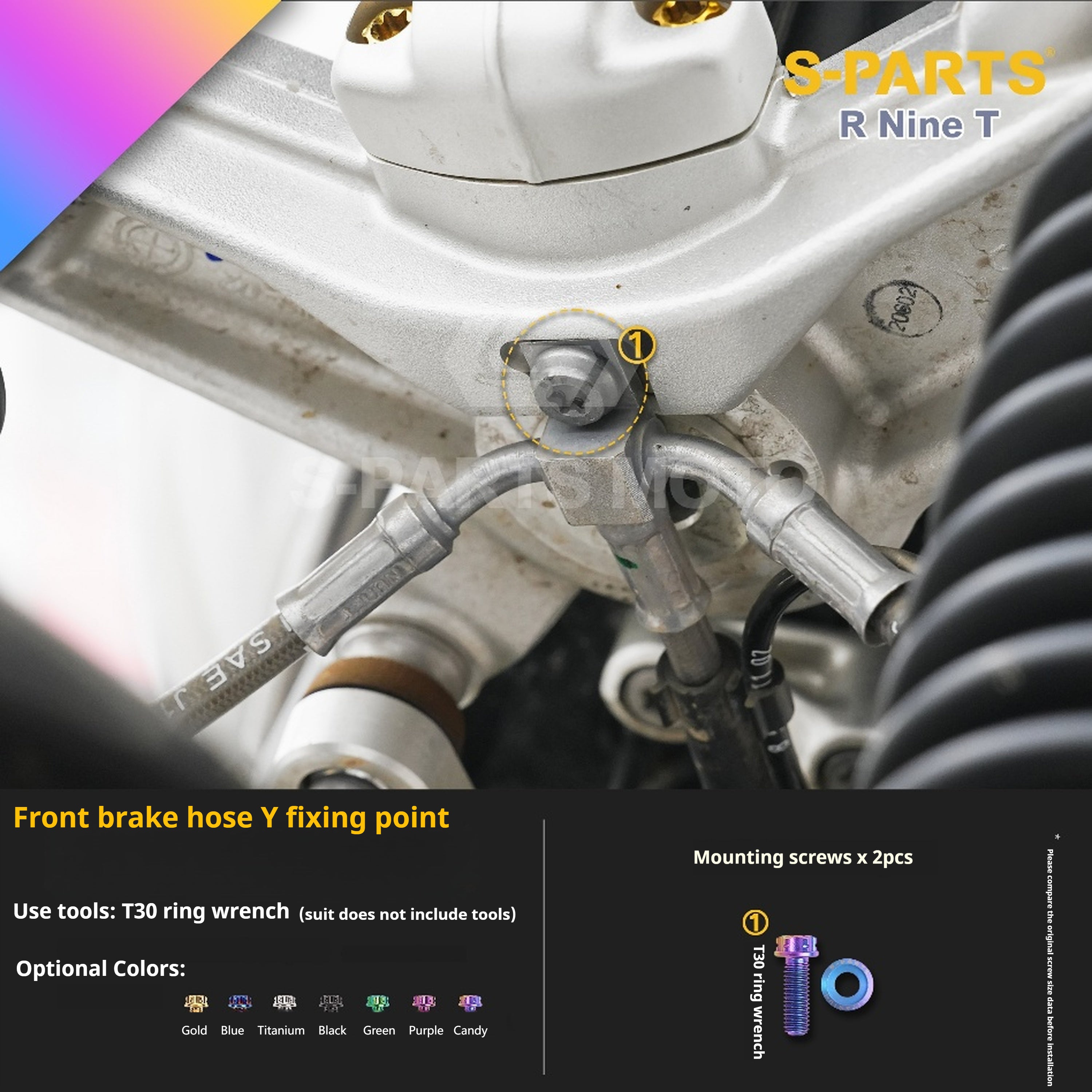 SPARTS BMW RnineT Titanium Alloy Screw Candy Color Kit for Motorcycle Modification