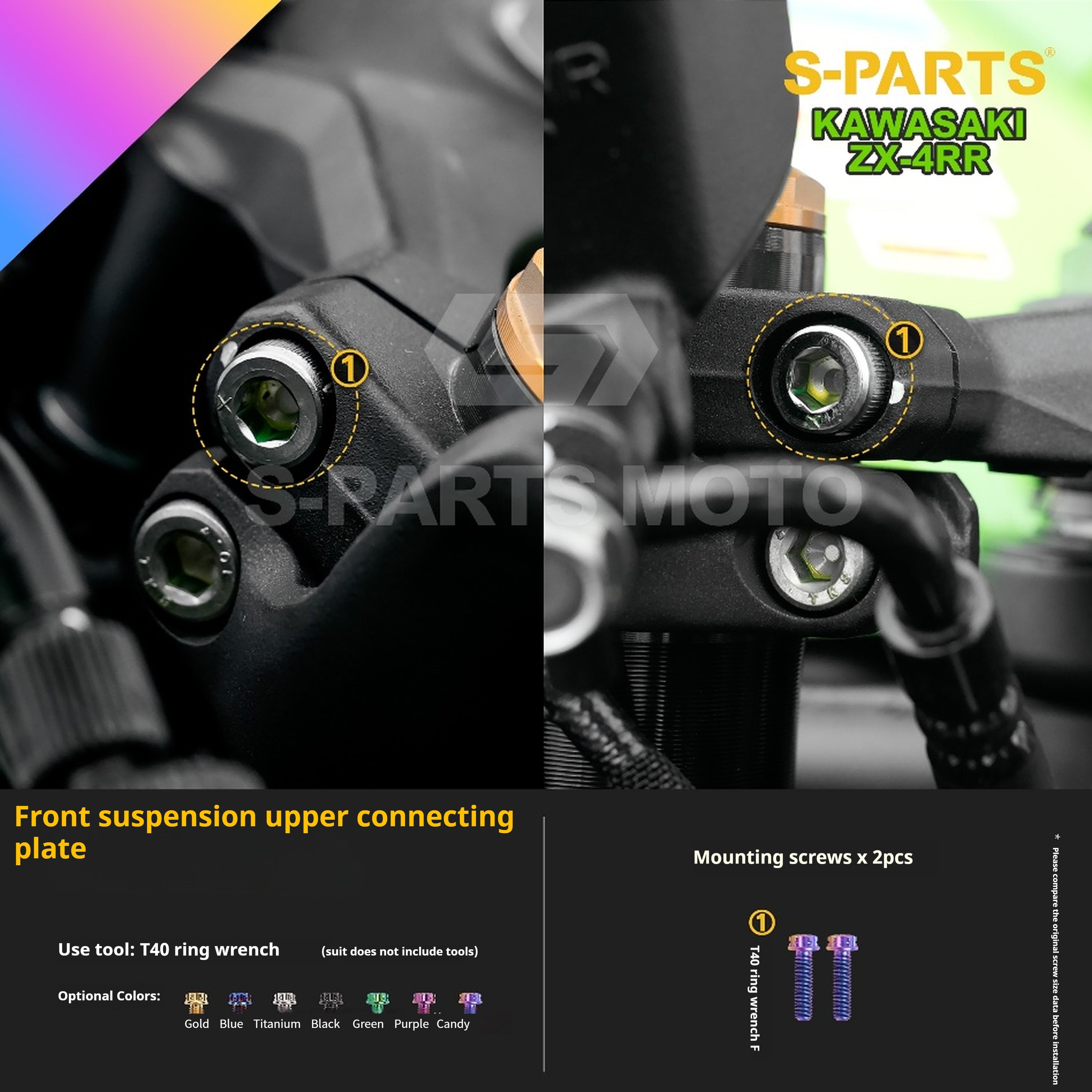 SPARTS Titanium Bolt Kit for Kawasaki ZX-4RR 2023 – Custom Candy Color & CNC Titanium Upgrade Kit- 1/2