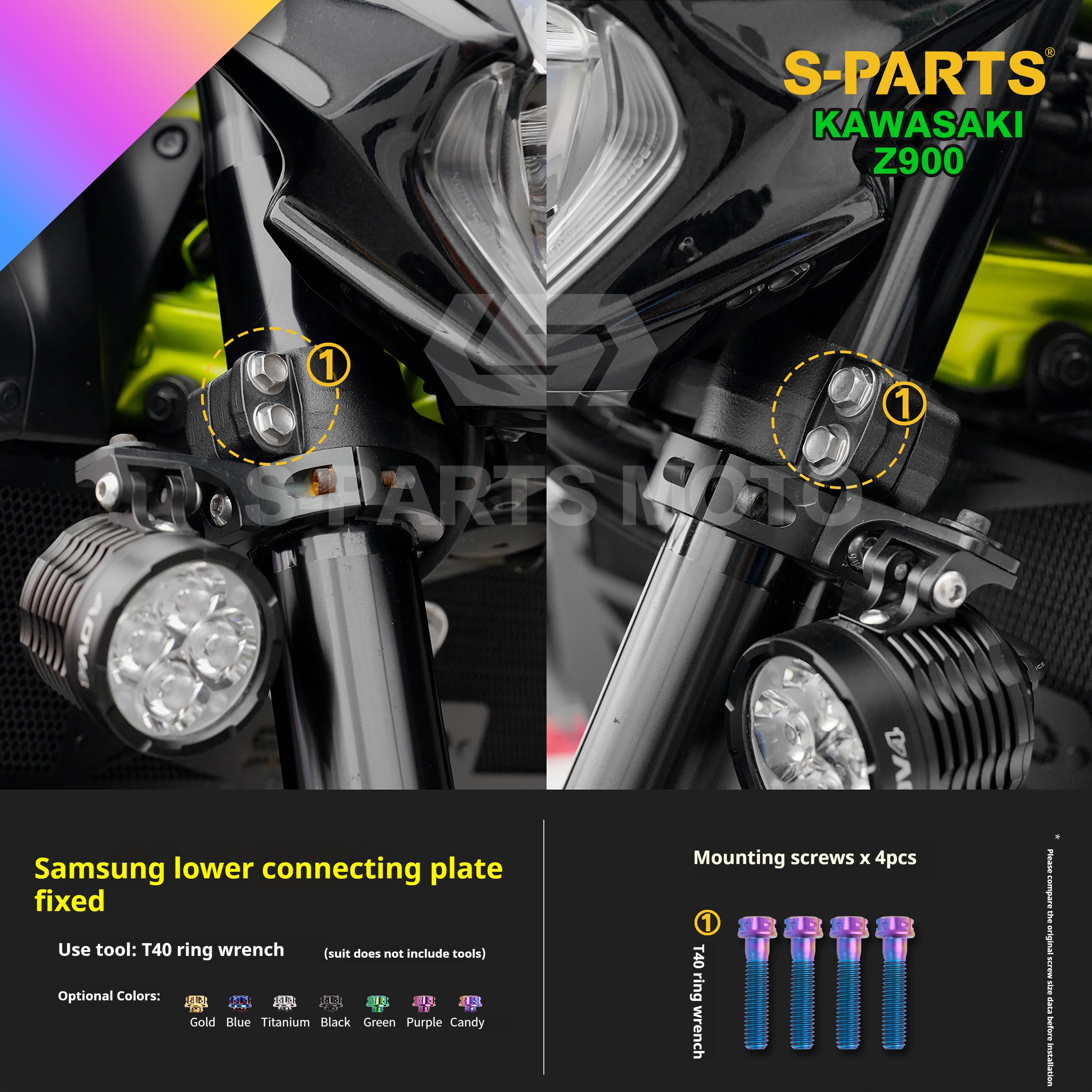 SPARTS TC4 Titanium Bolt Kit for Kawasaki Z900 2021 | Motorcycle Titanium Bolt Upgrade