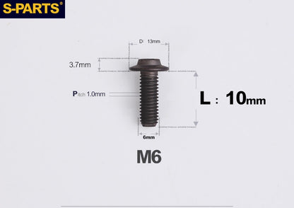 SPARTS A3 Button Head M6 D13 Titanium Bolt for Motorcycle & Bicycle Modification