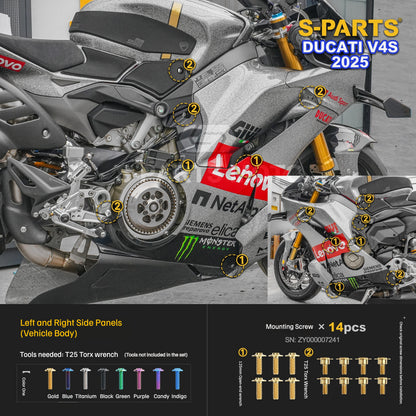 S-PARTS Titanium  Fastener Kit  Bodywork/Subframe and Exhaust for Ducati Panigale V4 S 2025