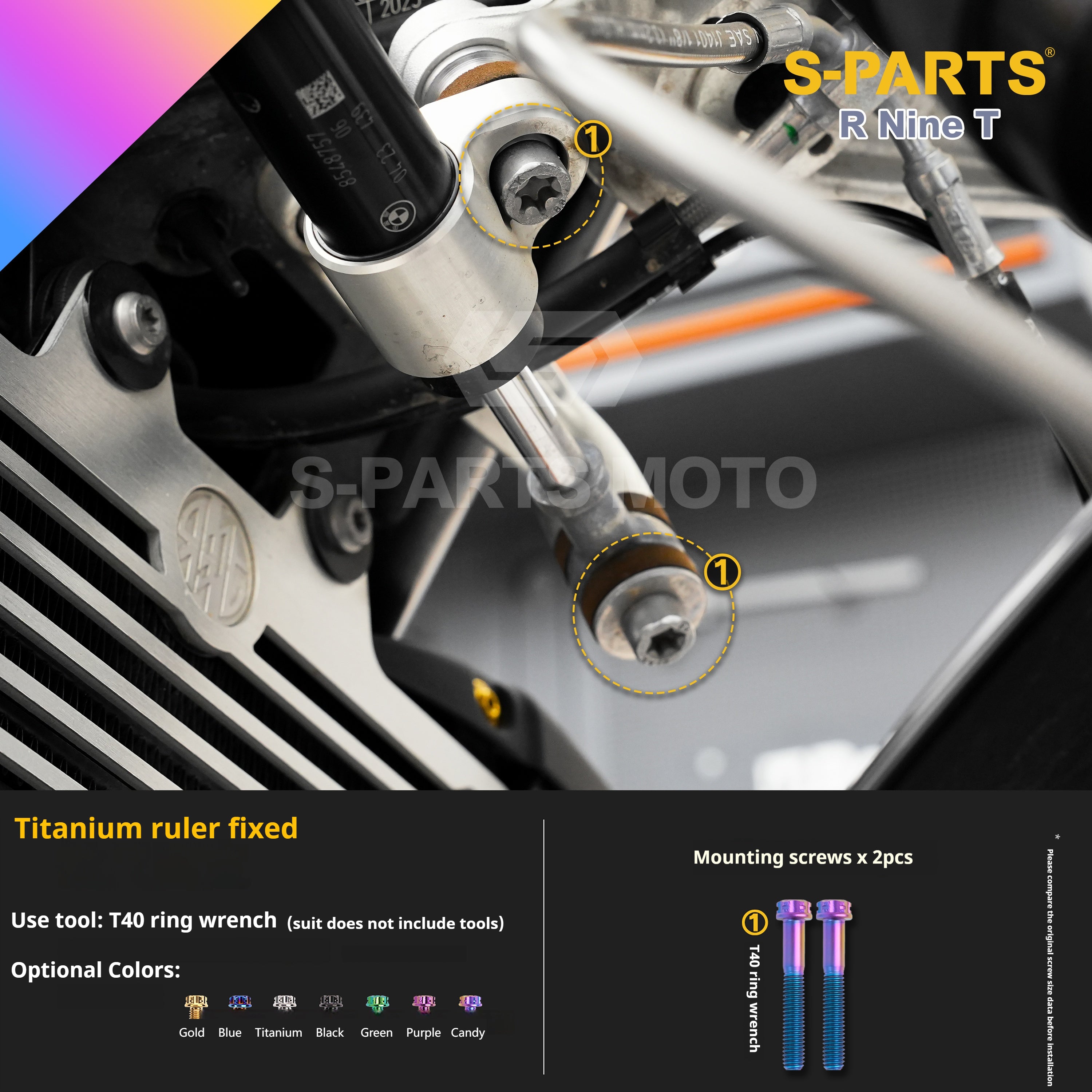 SPARTS BMW RnineT Titanium Alloy Screw Candy Color Kit for Motorcycle Modification