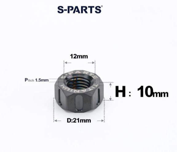 SPARTS Black Titanium Alloy Hex Nuts – TC4 Motorcycle Locking & Fastening Nuts  M4 M5 M6 M8 M10 M12