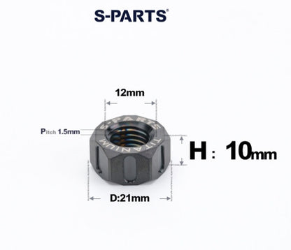 SPARTS Black Titanium Alloy Hex Nuts – TC4 Motorcycle Locking & Fastening Nuts  M4 M5 M6 M8 M10 M12