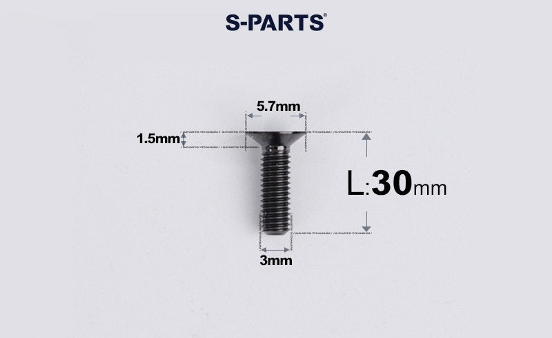 SPARTS Series M3 L6-30 Countersunk Titanium Bolt