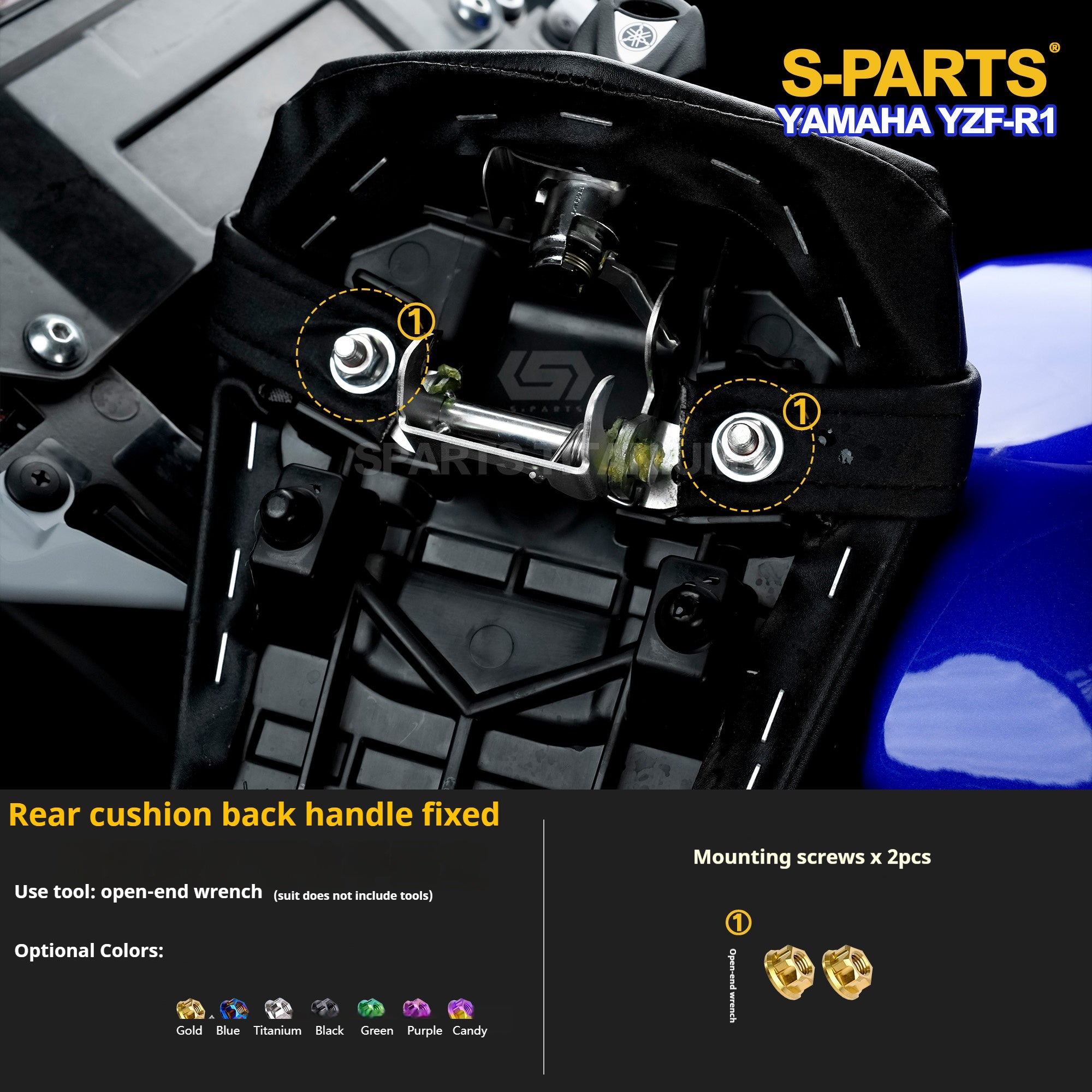 SPARTS Titanium Bolt Kit for Yamaha YZF-R1– Custom Candy Color & CNC Titanium Upgrade Kit- 2/2