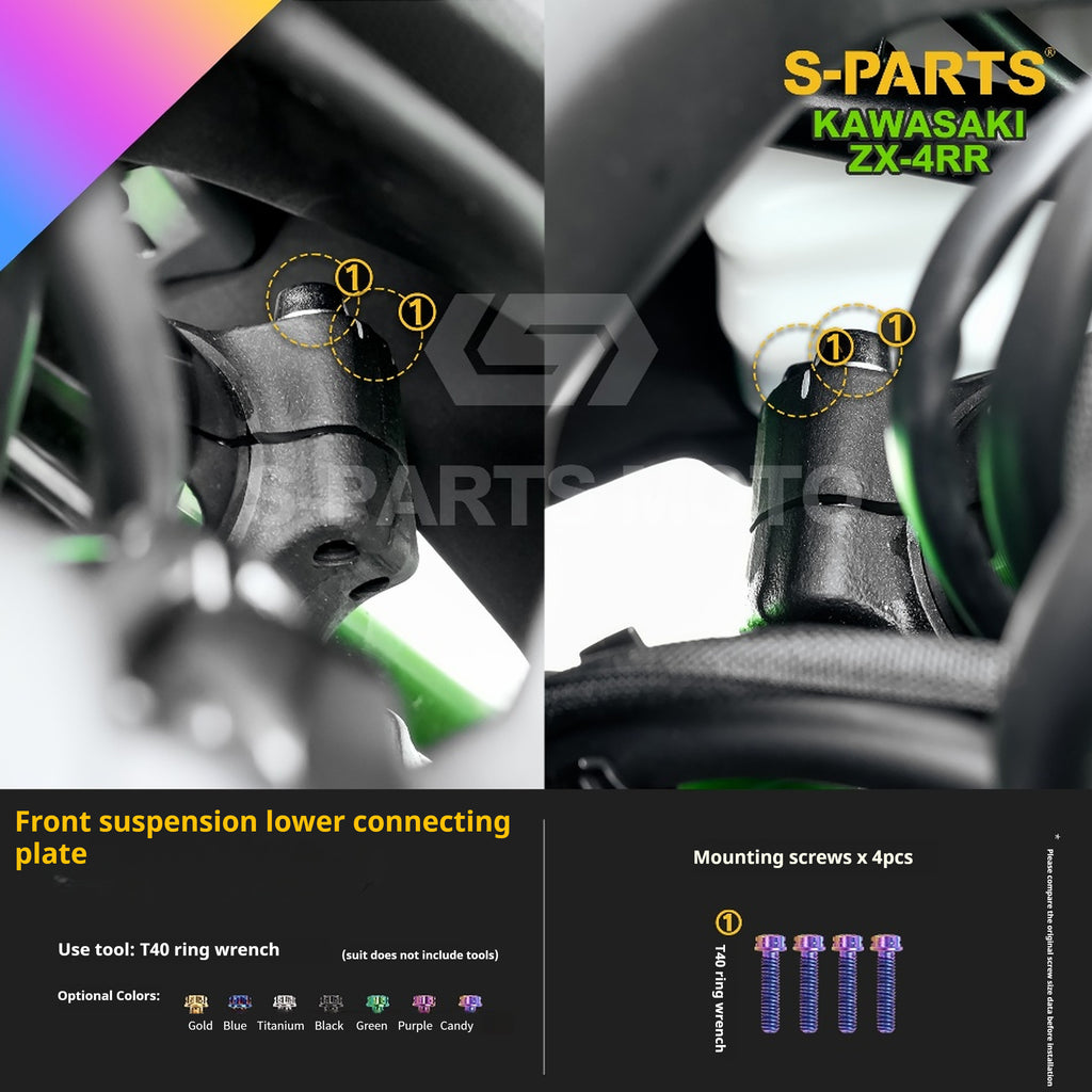 SPARTS Titanium Bolt Kit for Kawasaki ZX-4RR 2023 – Custom Candy Color & CNC Titanium Upgrade Kit- 1/2