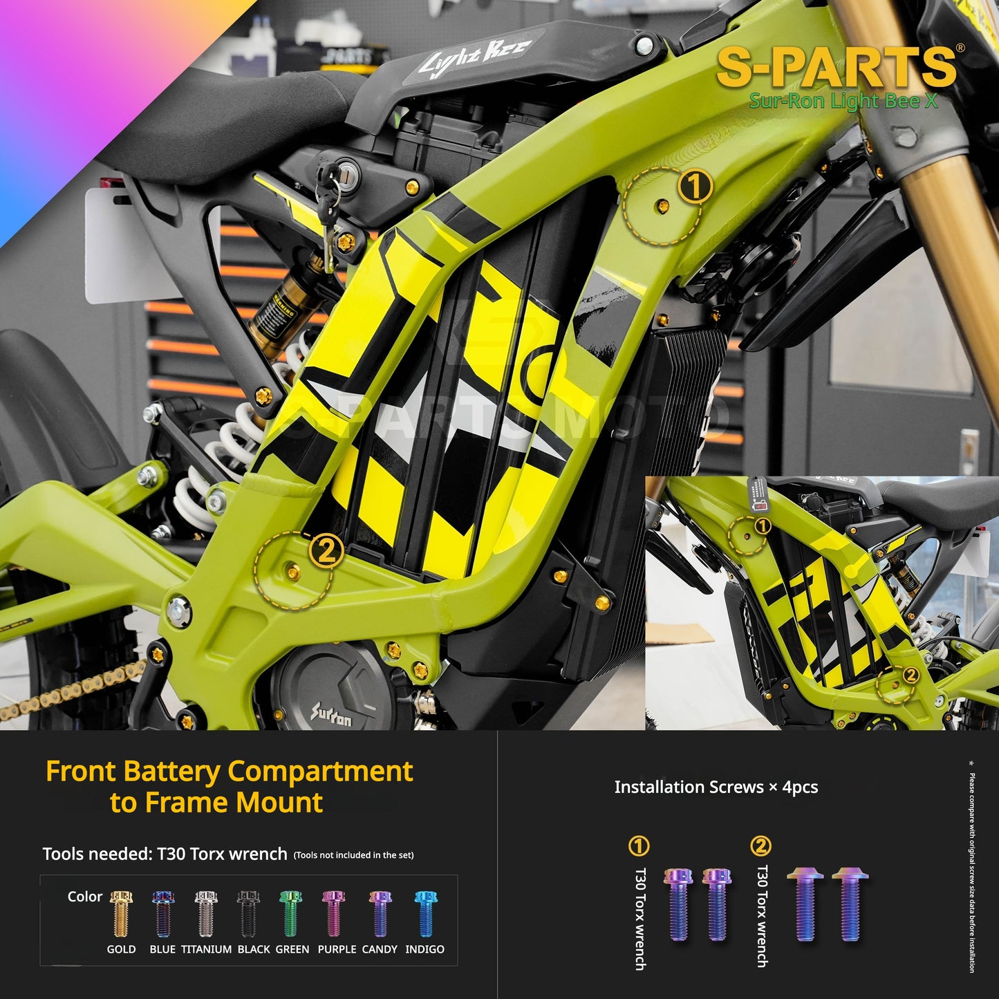 S-PARTS TC4 Titanium Full Bolt Kit for Sur-Ron Light Bee X (2025 Model)