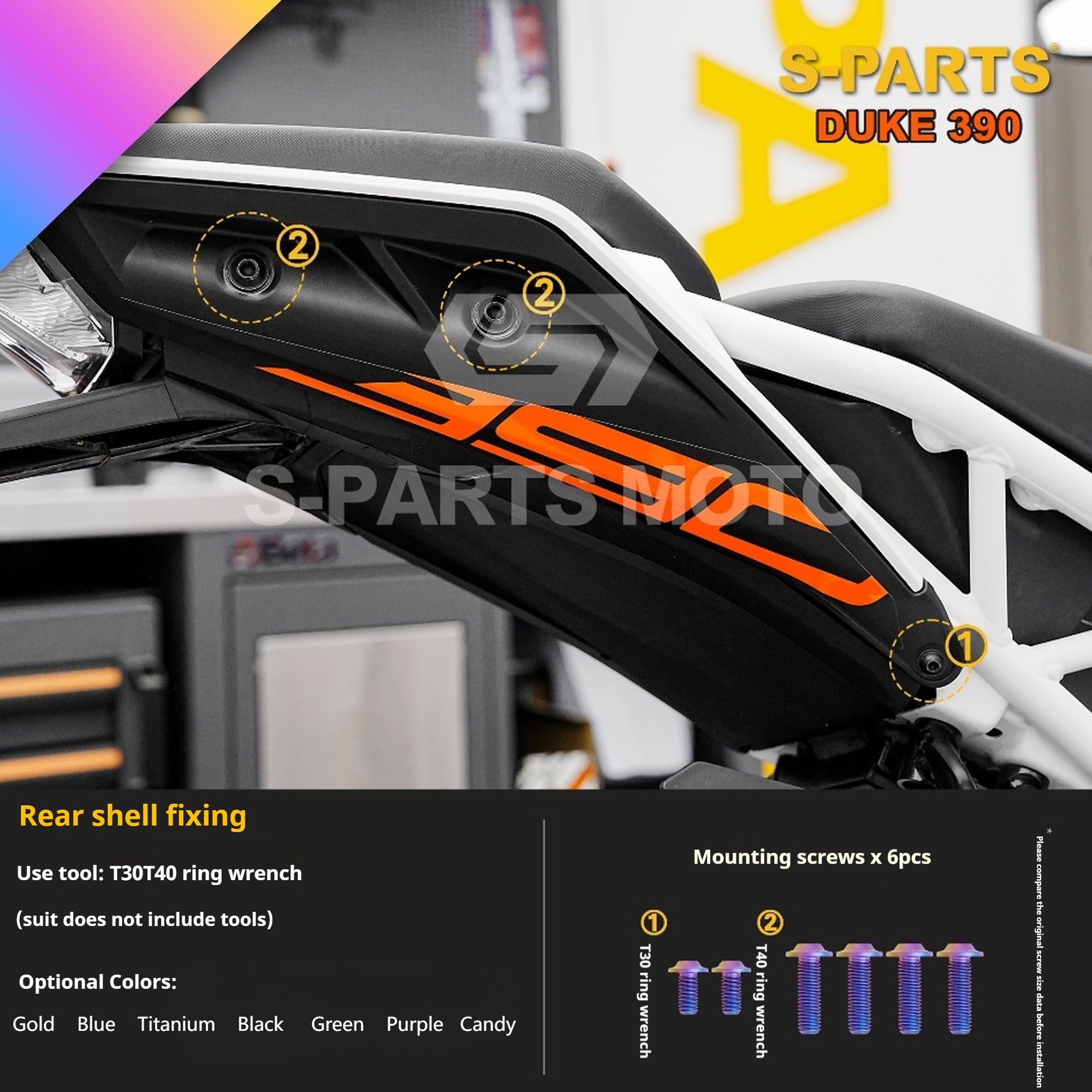 SPARTS Stan KTM DUKE 390 Dedicated · TC4 Titanium Full Motorcycle Bolt Kit