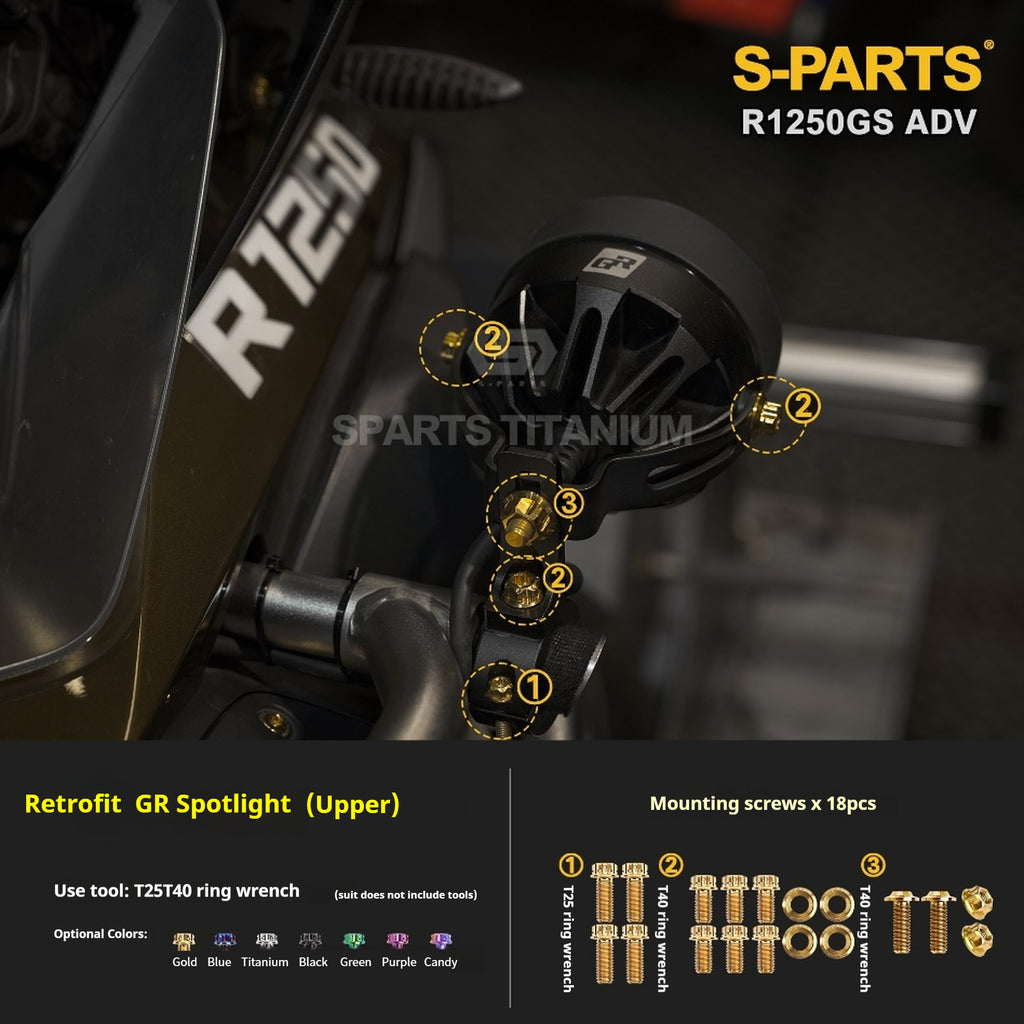 SPARTS Titanium Bolt Kit for BMW R 1250GS ADV – Custom Candy Color & CNC Titanium Upgrade Kit