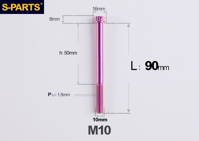 SPARTS M10 P1.5 A3 Series Titanium Bolt – Standard Head – 650°C Forged – S-Grade TC4 for E-Bikes, Motorcycles & Bicycles