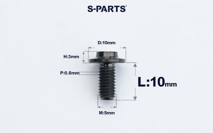 SPARTS A3 Countersunk Head M5 D10 Titanium Bolt TC4 Motorcycle & E-Bike Custom Fastener