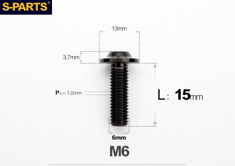 SPARTS A3 Button Head M6 D13 Titanium Bolt for Motorcycle & Bicycle Modification