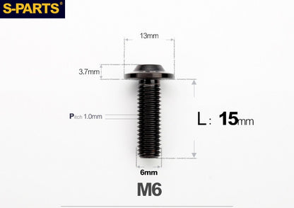 SPARTS A3 Button Head M6 D13 Titanium Bolt for Motorcycle & Bicycle Modification