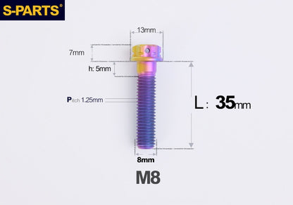 S-PARTS STAN M8 A3 Series Titanium Bolts – Standard Head TC4 Fasteners for Motorcycle & E-Motorcycle