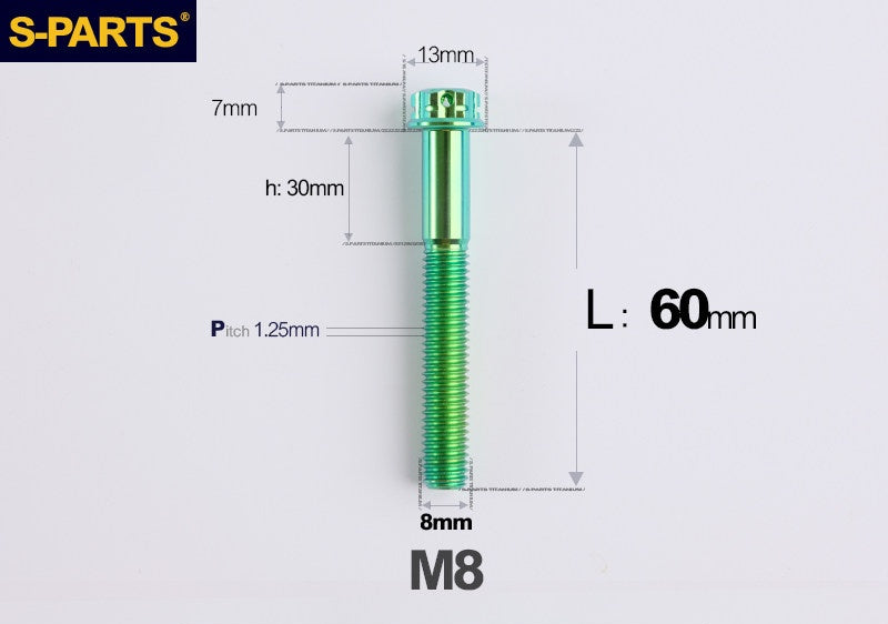 S-PARTS STAN M8 A3 Series Titanium Bolts – Standard Head TC4 Fasteners for Motorcycle & E-Motorcycle