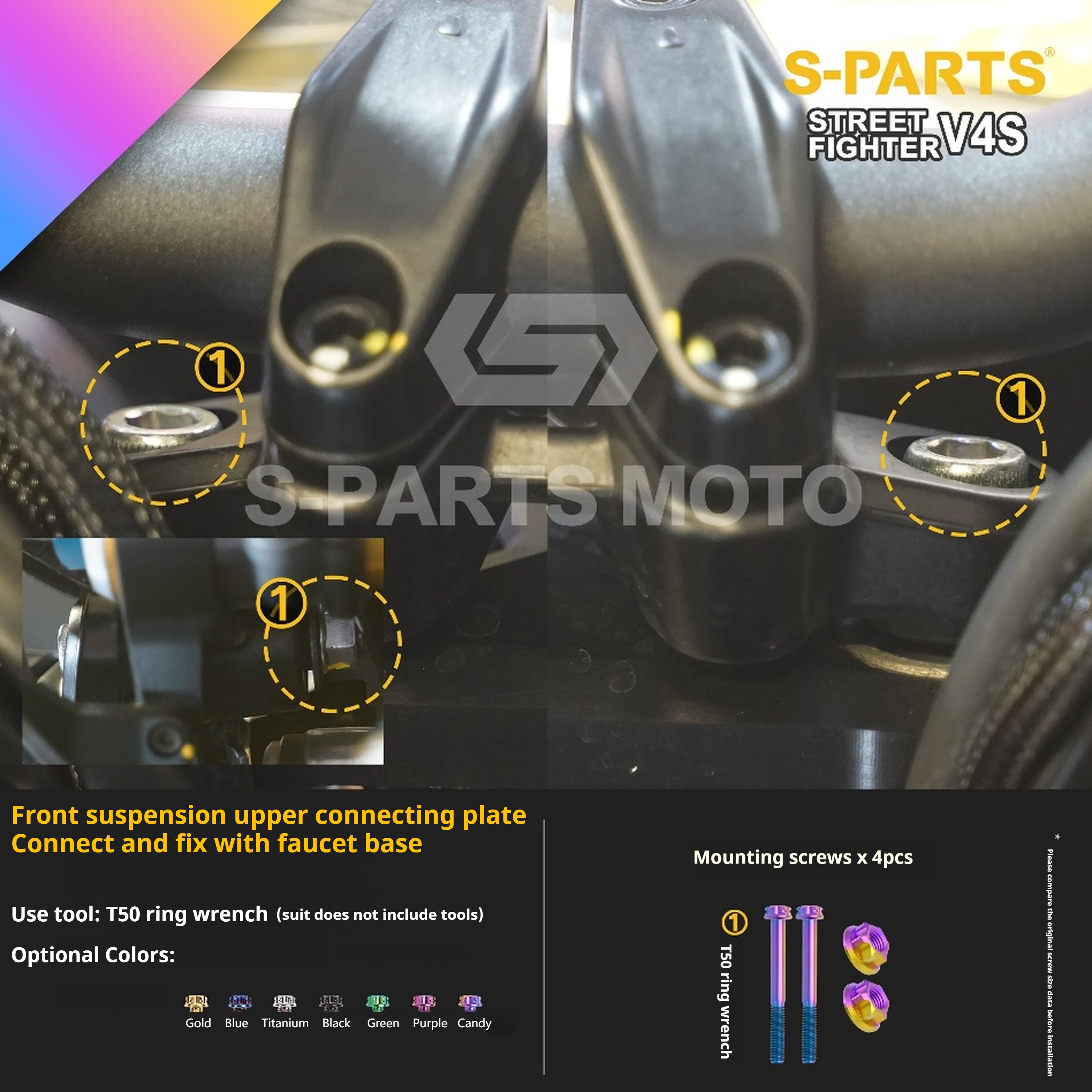 SPARTS Titanium Bolt Kit for Ducati Streetfighter V4S – Candy Color Upgrade