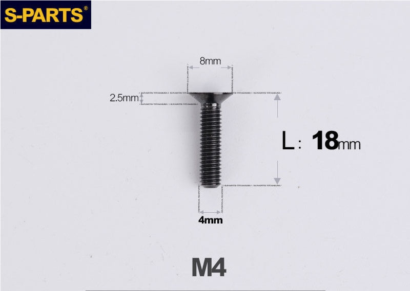 SPARTS M4x10-50mm Countersunk Titanium Alloy Bolt – Flat Head Fastening Screw for Motorcycle & Bicycle