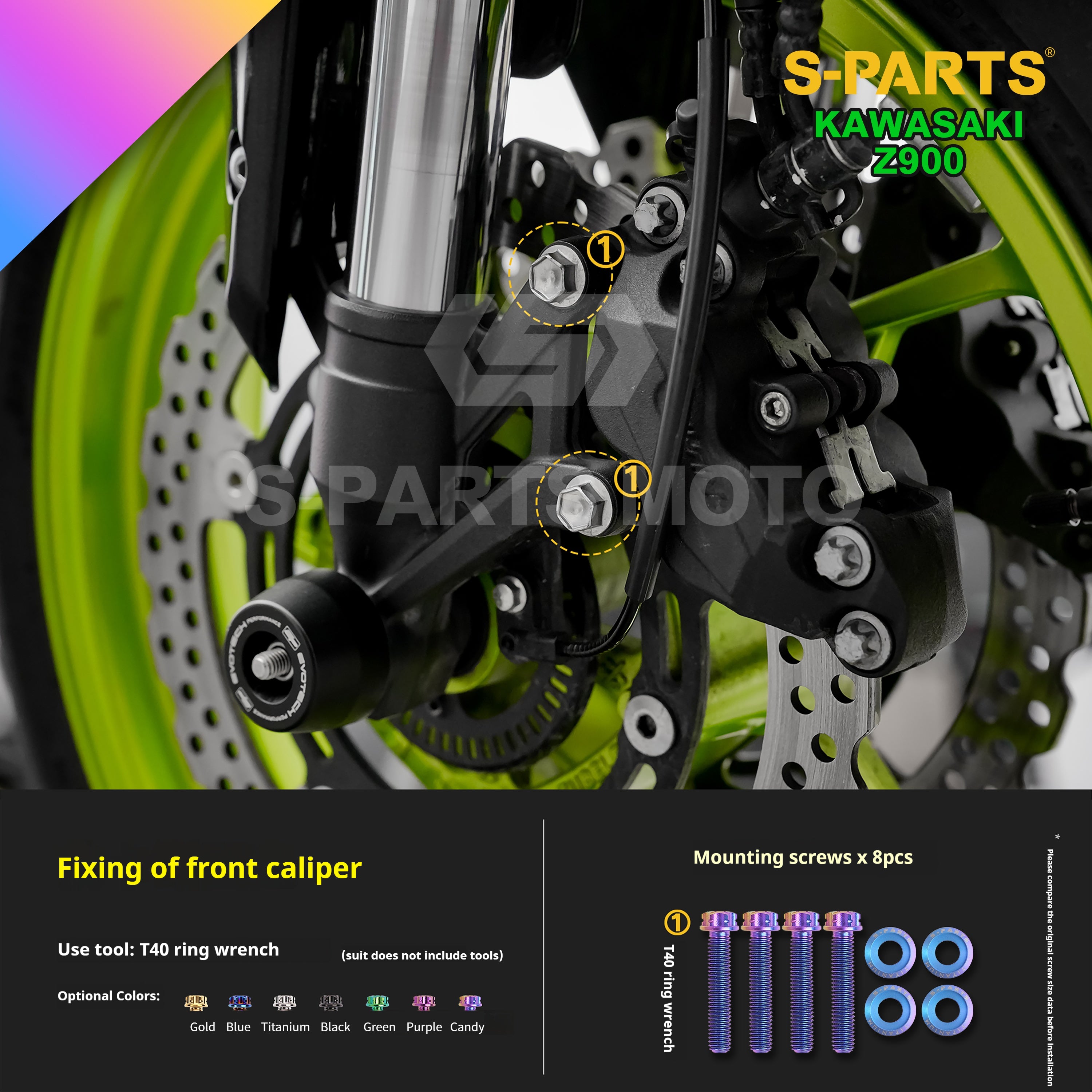 SPARTS TC4 Titanium Bolt Kit for Kawasaki Z900 2021 | Motorcycle Titanium Bolt Upgrade