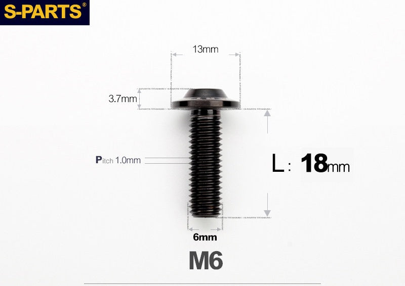 SPARTS A3 Button Head M6 D13 Titanium Bolt for Motorcycle & Bicycle Modification