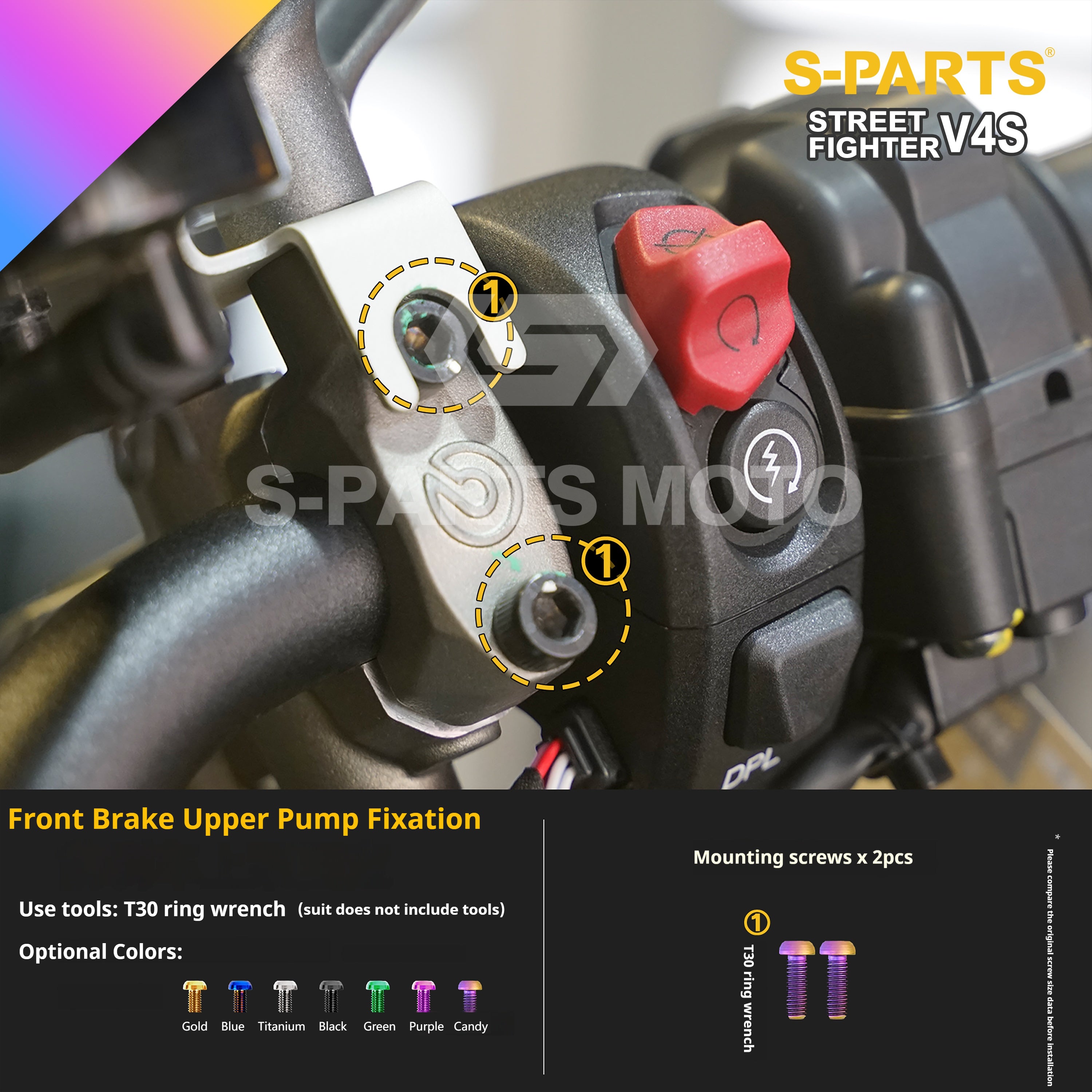 SPARTS Titanium Bolt Kit for Ducati Streetfighter V4S – Candy Color Upgrade