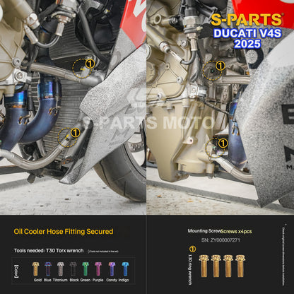 S-PARTS Titanium Engine and Rearset Fastener Kit for Ducati Panigale V4 S 2025