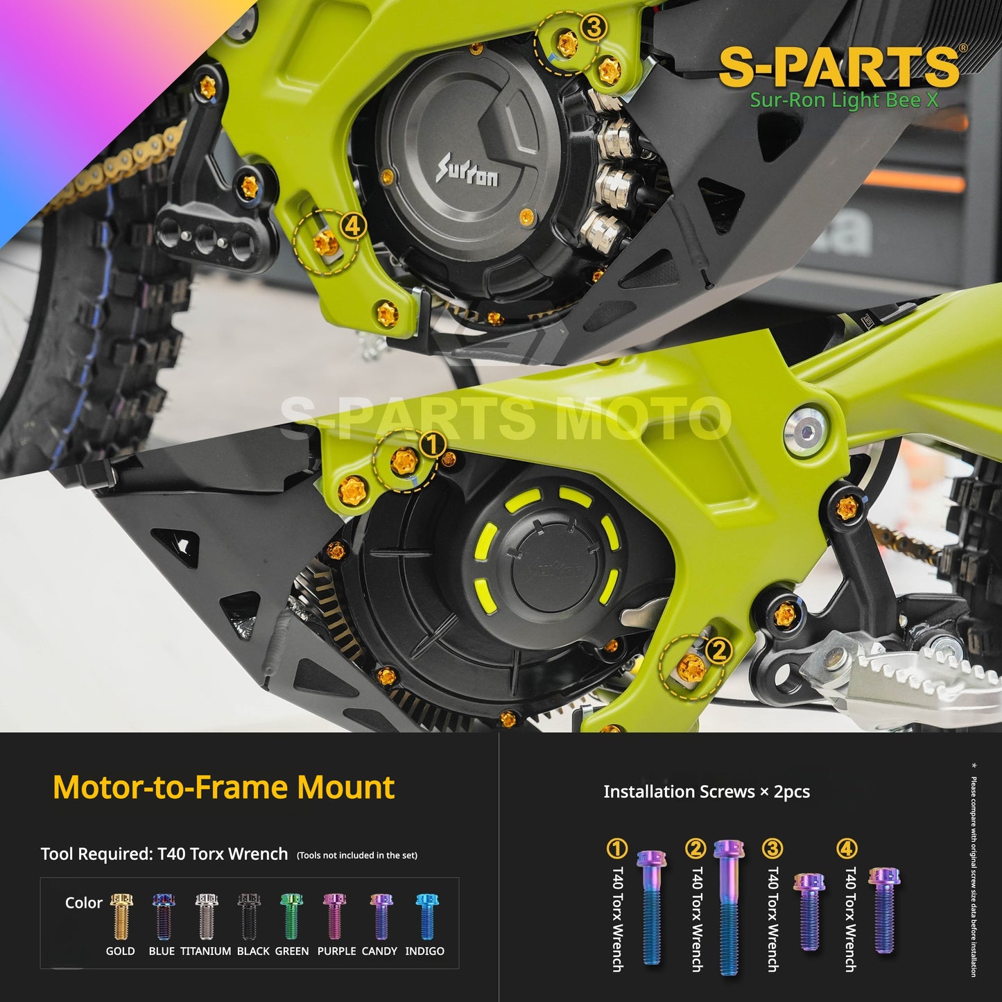 S-PARTS TC4 Titanium Full Bolt Kit for Sur-Ron Light Bee X (2025 Model)