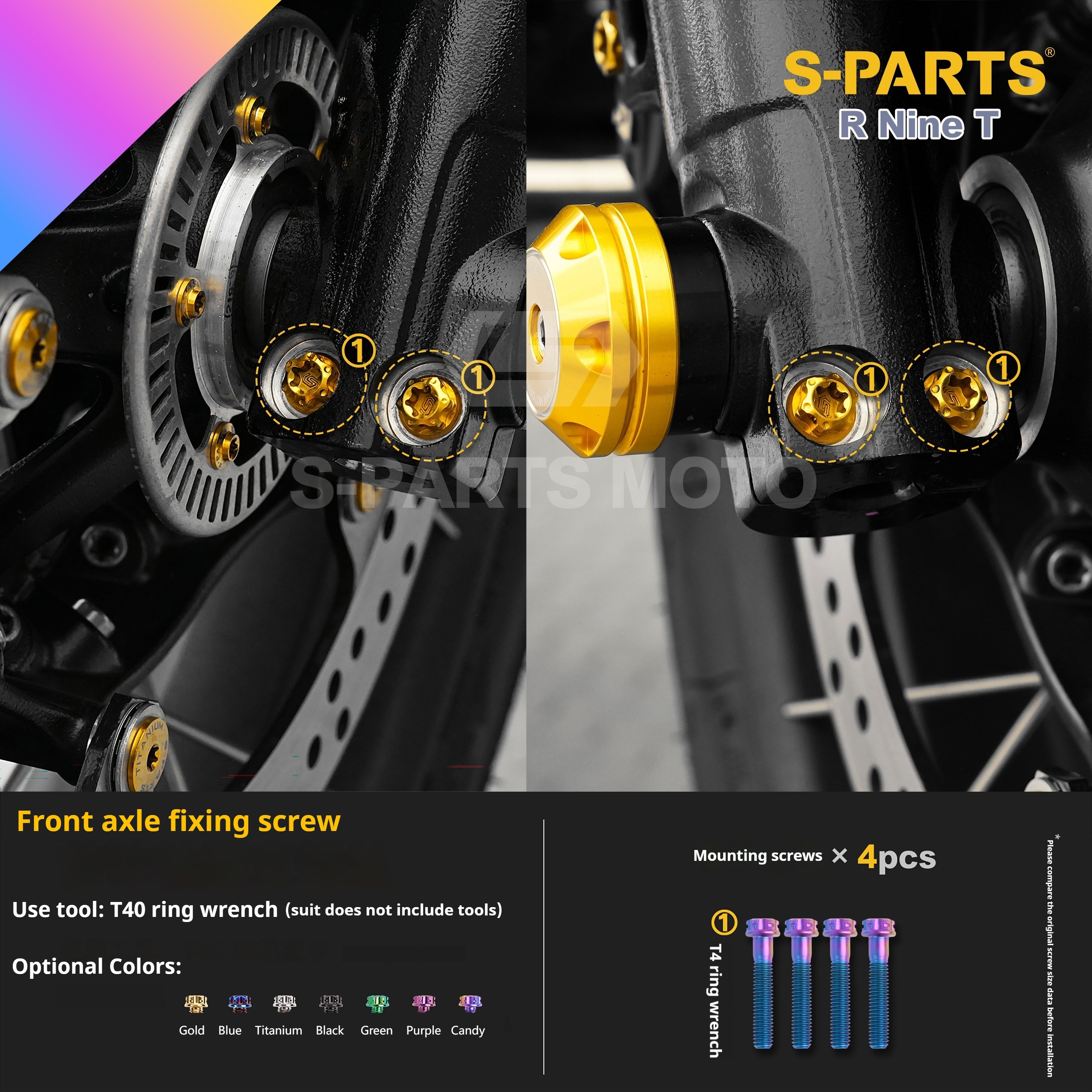 SPARTS BMW RnineT Titanium Alloy Motorcycle Bolt Upgrade Kit