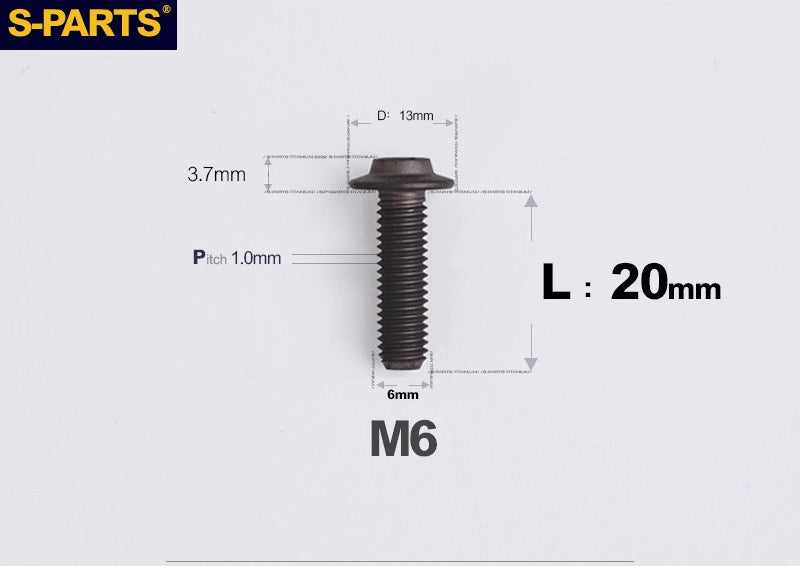 SPARTS A3 Button Head M6 D13 Titanium Bolt for Motorcycle & Bicycle Modification