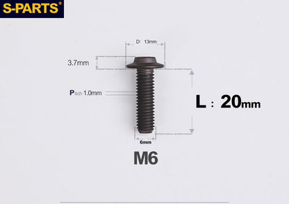 SPARTS A3 Button Head M6 D13 Titanium Bolt for Motorcycle & Bicycle Modification