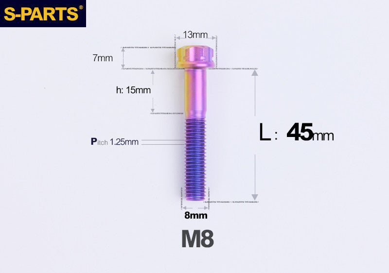S-PARTS STAN M8 A3 Series Titanium Bolts – Standard Head TC4 Fasteners for Motorcycle & E-Motorcycle