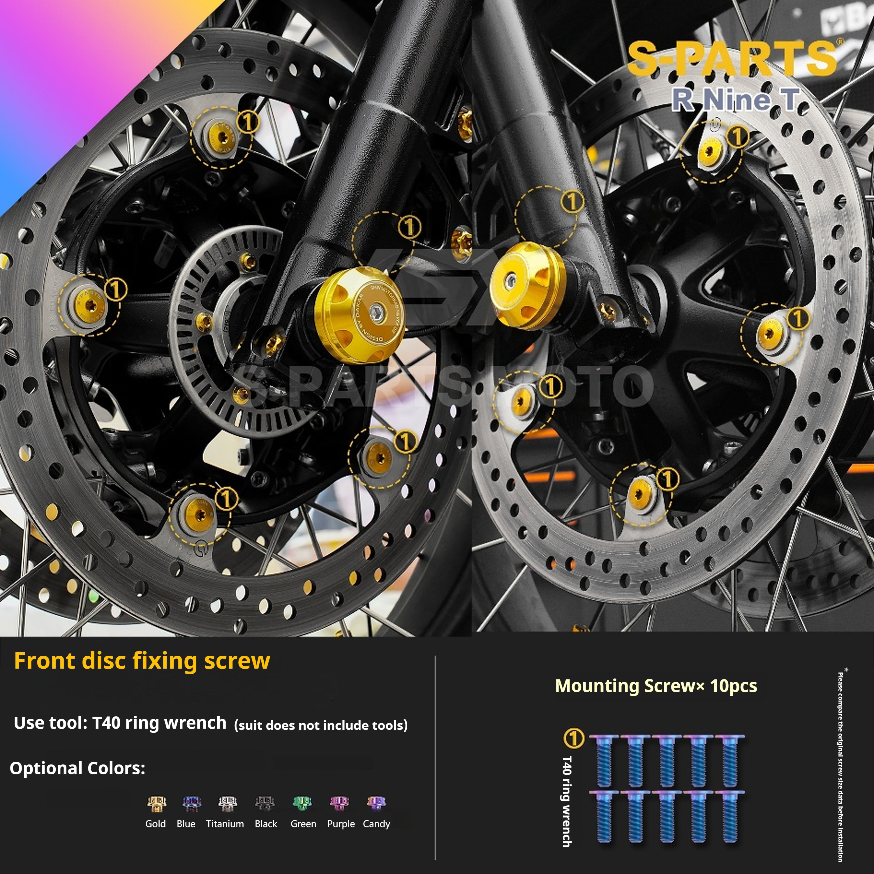 SPARTS BMW RnineT Titanium Alloy Screw Candy Color Kit for Motorcycle Modification