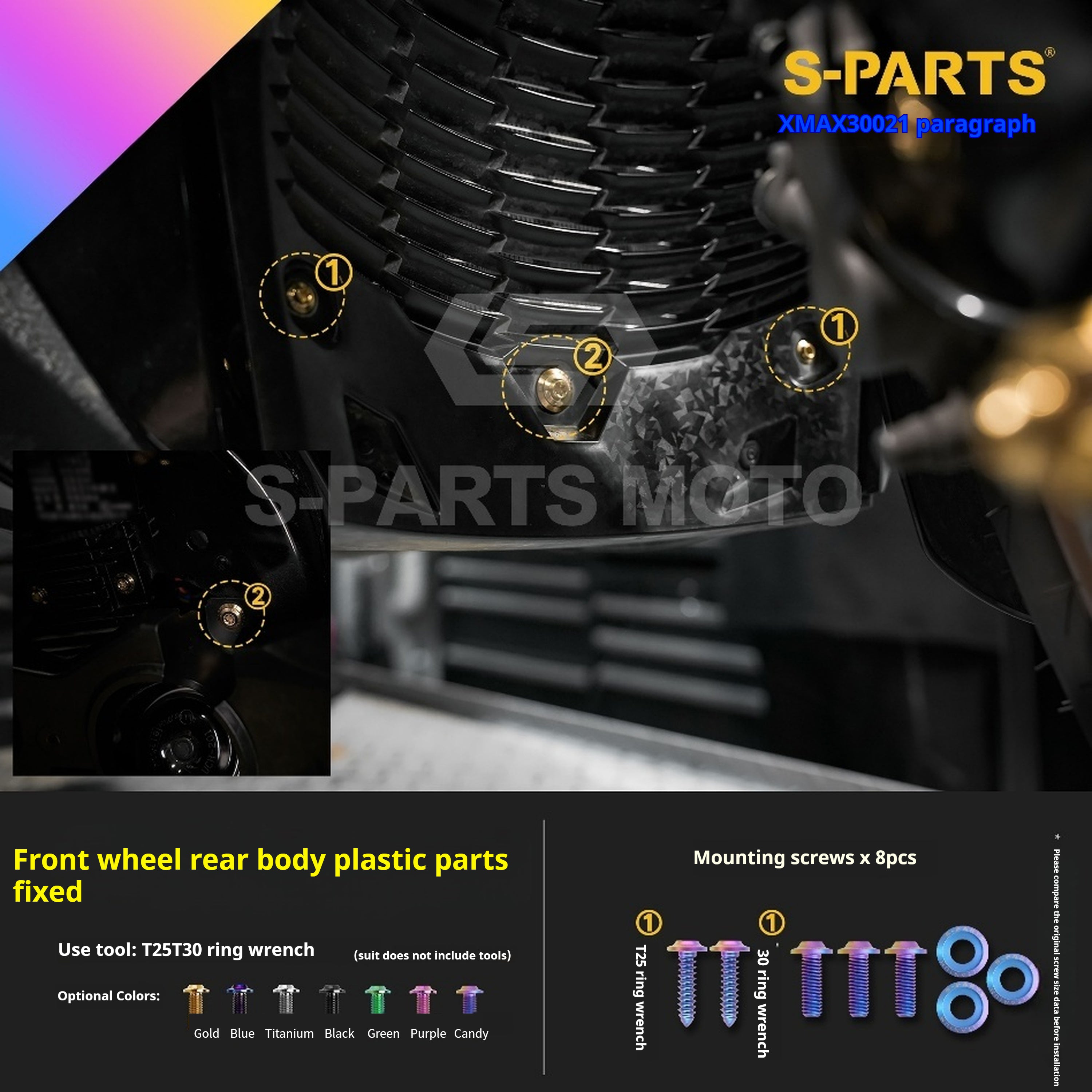 SPARTS Titanium Screw Set for Yamaha XMAX 300 2021 – Custom Candy Color & CNC Titanium Upgrade Kit