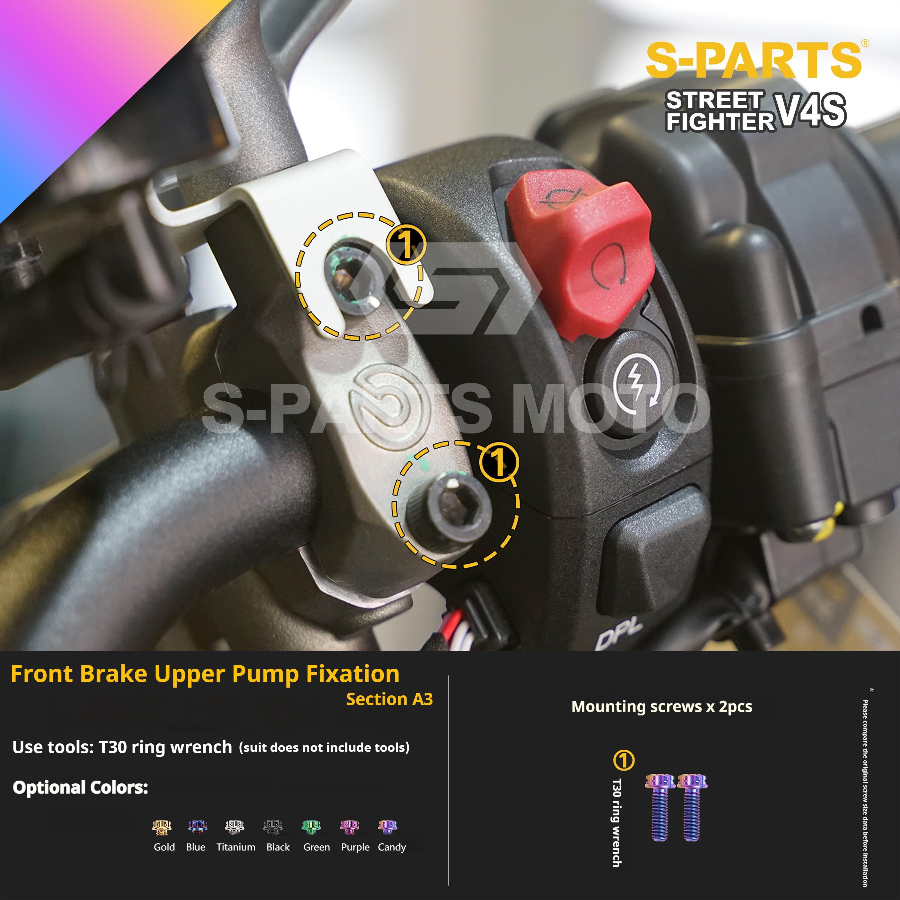 SPARTS Titanium Bolt Kit for Ducati Streetfighter V4S – Candy Color Upgrade