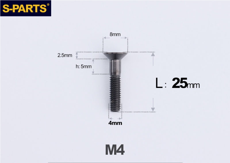 SPARTS M4x10-50mm Countersunk Titanium Alloy Bolt – Flat Head Fastening Screw for Motorcycle & Bicycle