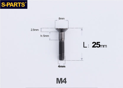 SPARTS M4x10-50mm Countersunk Titanium Alloy Bolt – Flat Head Fastening Screw for Motorcycle & Bicycle