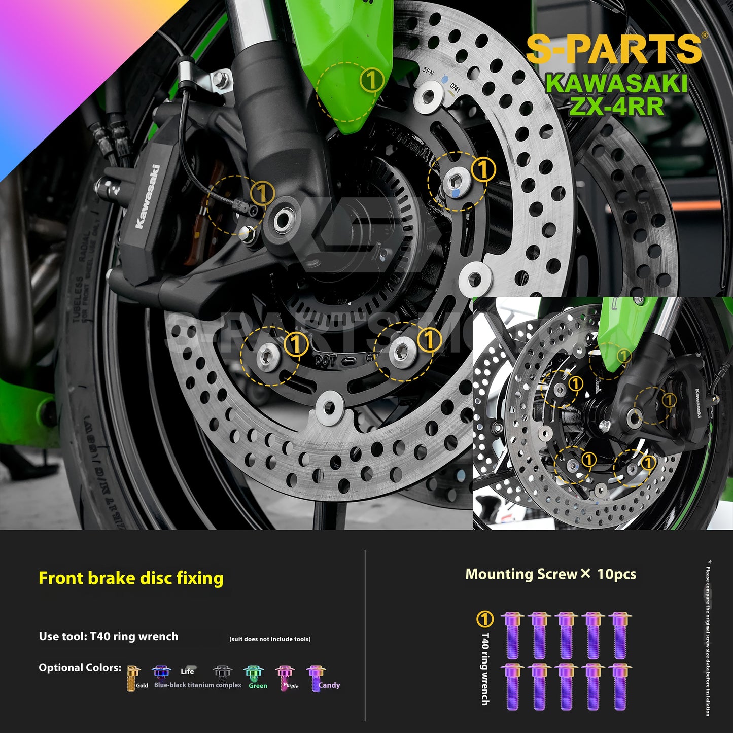 SPARTS TC4 Titanium Bolt Kit for Kawasaki ZX-4RR | Motorcycle Titanium Bolt Upgrade