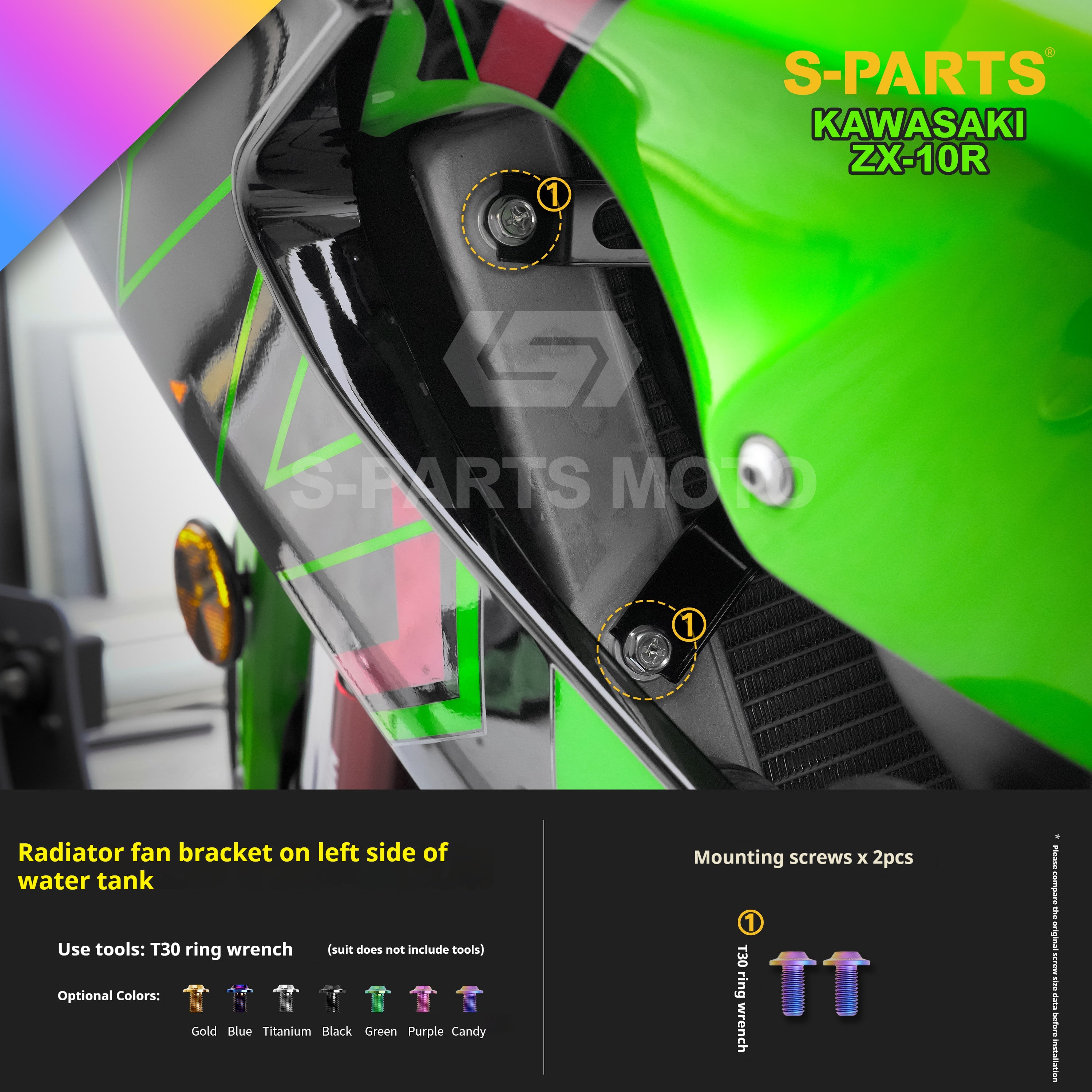 SPARTS Titanium Screw Set for Kawasaki ZX-10R 2023 – Custom Candy Color & CNC Titanium Upgrade Kit