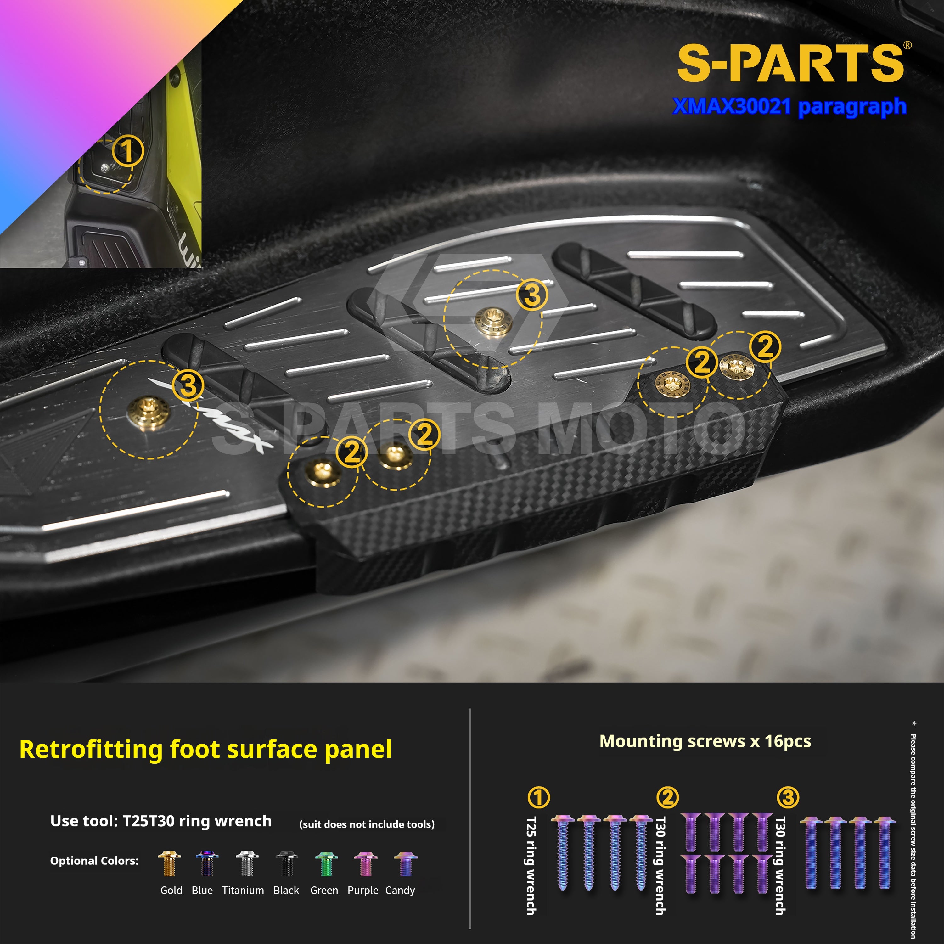 SPARTS Titanium Screw Set for Yamaha XMAX 300 2021 – Custom Candy Color & CNC Titanium Upgrade Kit