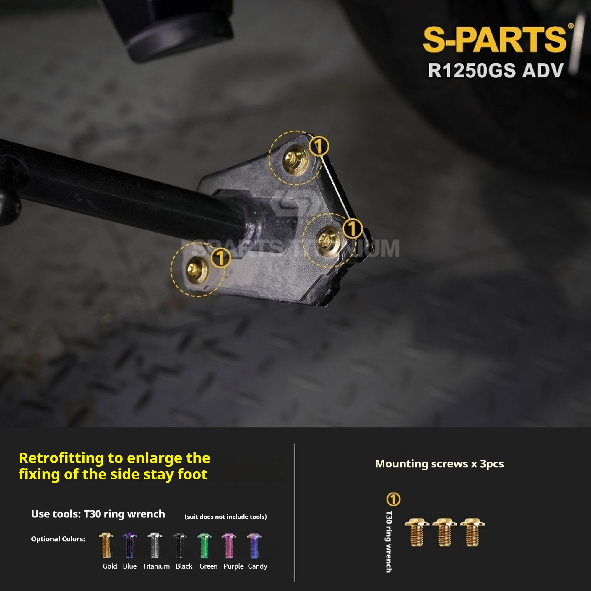 SPARTS Titanium Bolt Kit for BMW R 1250GS ADV – Custom Candy Color & CNC Titanium Upgrade Kit
