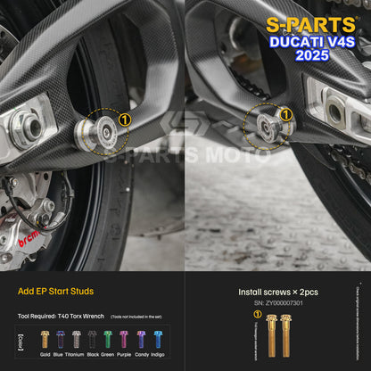 S-PARTS Titanium Brake/Wheel and Suspension Fastener Kit for Ducati Panigale V4S 2025